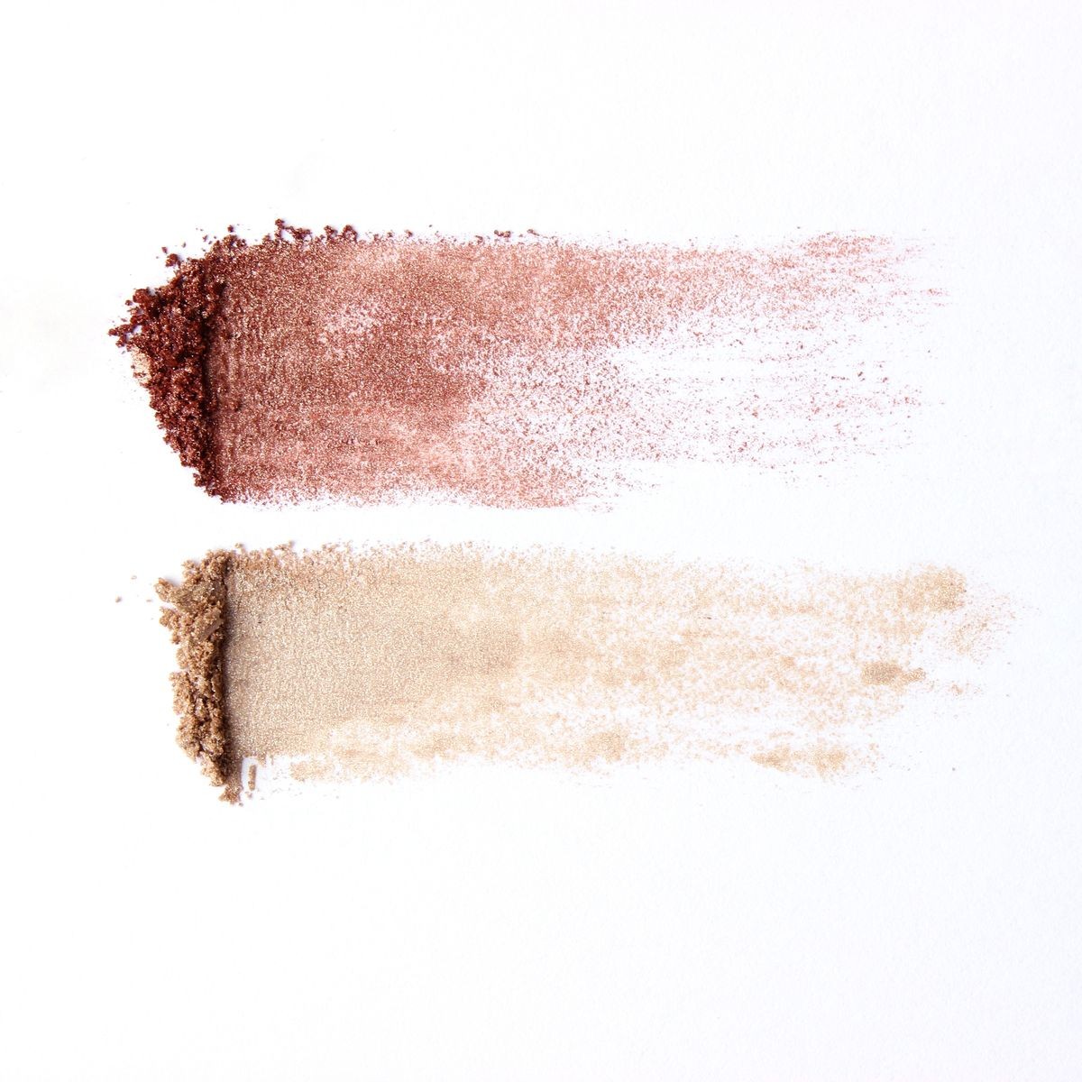 several cosmetic eye shadow shadows of different colors for the eyes on a white background. a palette of shadows. minimalism, procurement for design. top